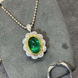 14k Gold 7.02 Ctw Vivid Green Natural Emerald & Diamond Ring/pendant( Without Chain )