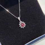 14k Gold 0.74 Ctw Natural Ruby & Diamond Pendant( Without Chain )