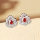 14k Gold 1.31 Ctw Natural Ruby & Diamond Earrings
