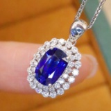 14k Gold 1.98 Ctw Natural Sapphire & Diamond Pendant( Without Chain )