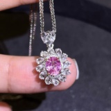 14k Gold 0.83 Ctw Natural Padparadscha Sapphire & Diamond Pendant( Without Chain )