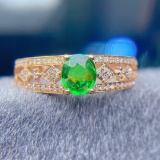 14k Gold 0.9 Ct Natural Tsavorite & Diamond Ring