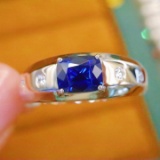 14k Gold 1.11 Ctw Natural Sapphire & Diamond & Men¡¯s Ring