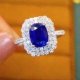 14k Gold 1.88 Ctw Natural Sapphire & Diamond Ring