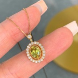 14k Gold 1.06 Ctw Natural Sapphire & Diamond Pendant( Without Chain )
