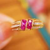 14k Gold 0.82 Ctw Natural Ruby & Diamond Ring