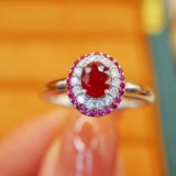 14k Gold 0.81 Ctw Natural Ruby & Ruby Ring