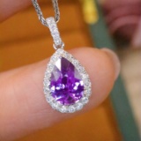 14k Gold 1.30 Ctw Natural Sapphire & Diamond Pendant( Without Chain )