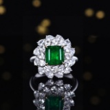 14k Gold 4.86 Ctw Natural Emerald & Sapphire Ring/pendant( Without Chain )