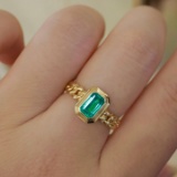 14k Gold 0.85 Ct Natural Emerald Ring