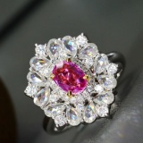 14k Gold 0.78 Ctw Natural Padparadscha Sapphire & Diamond Ring