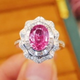 14k Gold 2.62 Ctw Natural Padparadscha Sapphire & Diamond Ring