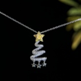 14k Gold 0.23 Ctw Natural Yellow Diamond & Diamond Necklace