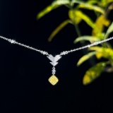 14k Gold 0.39 Ctw Natural Yellow Diamond & Diamond Necklace