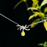 14k Gold 0.47 Ctw Natural Yellow Diamond & Diamond Necklace