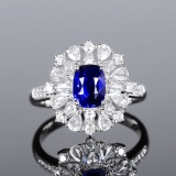 14k Gold 2.73 Ctw Natural Sapphire & Diamond Ring