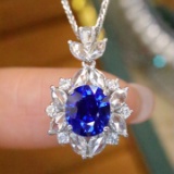 14k Gold 1.67 Ctw Natural Sapphire & Diamond Pendant( Without Chain )