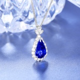 14k Gold 2.96 Ctw Natural Sapphire & Diamond Pendant( Without Chain )