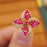 14k Gold 0.63 Ctw Natural Ruby & Diamond Ring