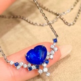 14k Gold 3.02 Ctw Natural Sapphire & Diamond Necklace
