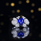 14k Gold 2.59 Ctw Natural Sapphire & Diamond Ring/pendant( Without Chain )