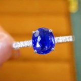 14k Gold 1.30 Ctw Natural Sapphire & Diamond Ring