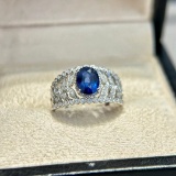 14k Gold 1.85 Ctw Natural Sapphire & Diamond Ring