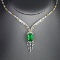 14k Gold 6.59 Ctw Vivid Green Natural Emerald & Diamond Necklace