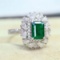 14k Gold 1.96 Ctw Vivid Green Natural Emerald & Diamond Ring