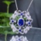 14k Gold 1.25 Ct Natural Sapphire & Diamond Necklace