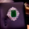 14k Gold 2.33 Ct Vivid Green Natural Emerald & Diamond Ring