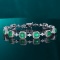 14k Gold 7.77 Ctw Vivid Green Natural Emerald & Diamond Bracelet