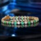 14k Gold 5.19 Ct Vivid Green Natural Emerald & Sapphire Bracelet