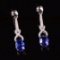 14k Gold 1.9 Ct Natural Sapphire & Diamond Earrings