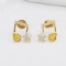 14k Gold 0.54 Ctw Natural Yellow Diamond & Diamond Earrings