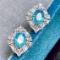 14k Gold 2.62 Ctw Natural Paraiba Tourmaline & Diamond Earrings