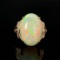 14k Gold 9.37 Ctw Natural Opal & Diamond Ring