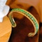 14k Gold 6.85 Ct Natural Emerald Bangle