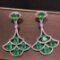 14k Gold 4.33 Ctw Intense Green Natural Emerald & Diamond Earrings