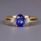14k Gold 1.13 Ctw Vivid Blue Natural Sapphire & Diamond Ring