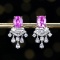 14k Gold 1.91 Ctw Natural Padparadscha Sapphire & Diamond Earrings
