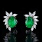 14k Gold 2.18 Ctw Vivid Green Natural Emerald & Diamond Earrings