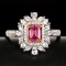 14k Gold 1.15 Ctw Natural Padparadscha Sapphire & Diamond Ring