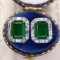 14k Gold 3.69 Ctw Vivid Green Natural Emerald & Diamond Earrings