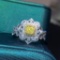 14k Gold 0.83 Ctw Natural Yellow Diamond & Diamond Ring