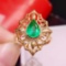 14k Gold 1.02 Ct Vivid Green Natural Emerald & Diamond Ring