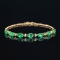 14k Gold 2.93 Ctw Vivid Green Natural Emerald & Diamond Bracelet