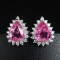14k Gold 2.29 Ctw Natural Padparadscha Sapphire & Diamond Earrings