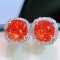 14k Gold 8.52 Ctw Natural Spessartine & Diamond Earrings