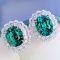 14k Gold 8.26 Ctw Natural Tourmaline & Diamond Earrings